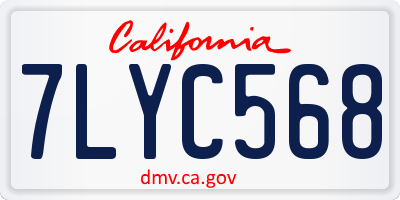 CA license plate 7LYC568