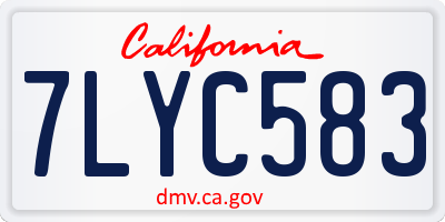 CA license plate 7LYC583