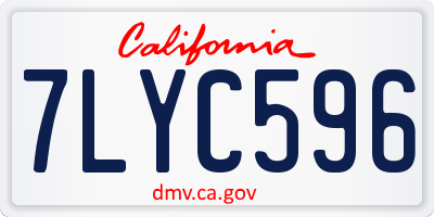 CA license plate 7LYC596