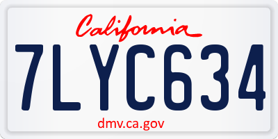 CA license plate 7LYC634