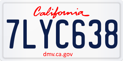 CA license plate 7LYC638
