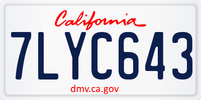 CA license plate 7LYC643