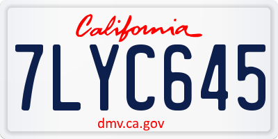 CA license plate 7LYC645