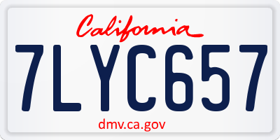 CA license plate 7LYC657