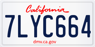 CA license plate 7LYC664