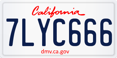 CA license plate 7LYC666