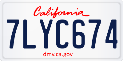 CA license plate 7LYC674