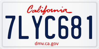 CA license plate 7LYC681