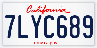 CA license plate 7LYC689