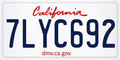 CA license plate 7LYC692