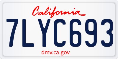 CA license plate 7LYC693