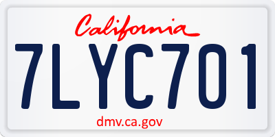 CA license plate 7LYC701