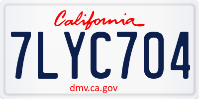 CA license plate 7LYC704