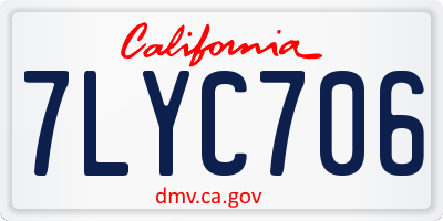 CA license plate 7LYC706