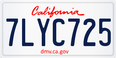CA license plate 7LYC725