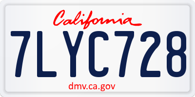 CA license plate 7LYC728