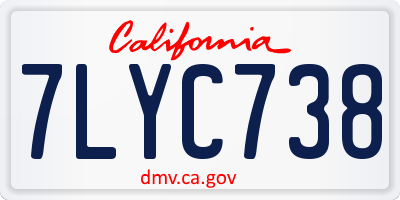 CA license plate 7LYC738