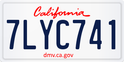 CA license plate 7LYC741