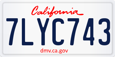 CA license plate 7LYC743