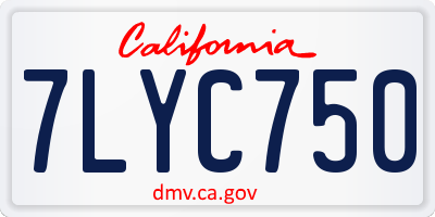 CA license plate 7LYC750
