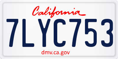 CA license plate 7LYC753