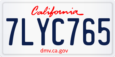 CA license plate 7LYC765
