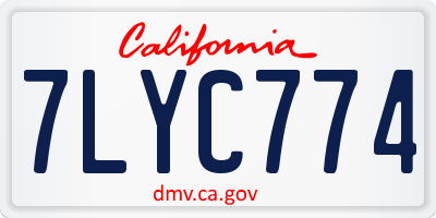 CA license plate 7LYC774