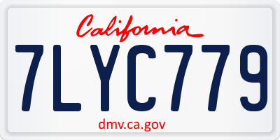 CA license plate 7LYC779
