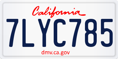 CA license plate 7LYC785