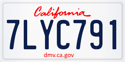 CA license plate 7LYC791