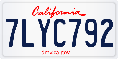 CA license plate 7LYC792