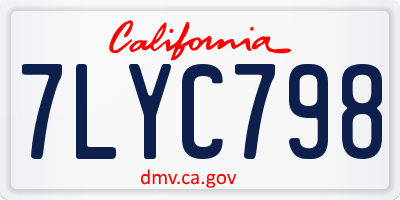 CA license plate 7LYC798