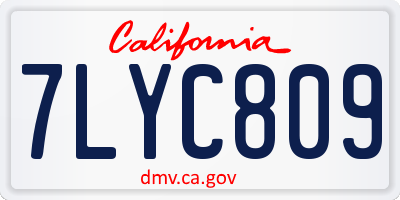 CA license plate 7LYC809