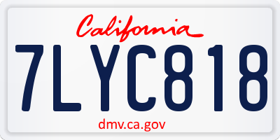 CA license plate 7LYC818