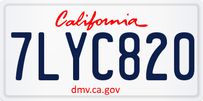 CA license plate 7LYC820
