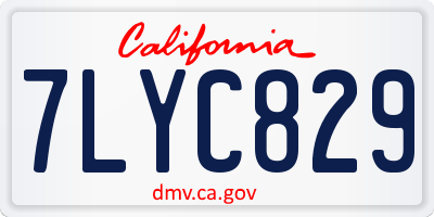 CA license plate 7LYC829