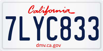 CA license plate 7LYC833