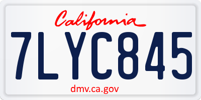 CA license plate 7LYC845
