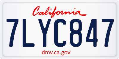 CA license plate 7LYC847