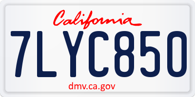 CA license plate 7LYC850