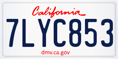 CA license plate 7LYC853