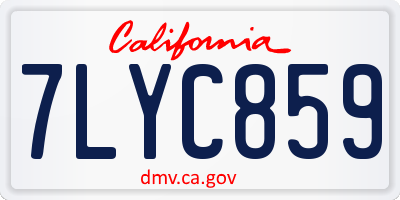 CA license plate 7LYC859