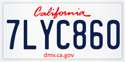 CA license plate 7LYC860