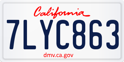 CA license plate 7LYC863