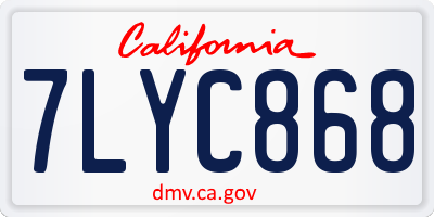 CA license plate 7LYC868