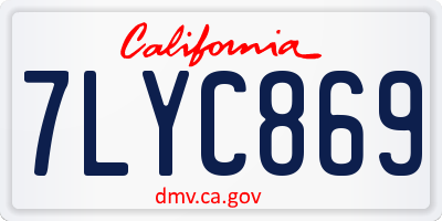 CA license plate 7LYC869