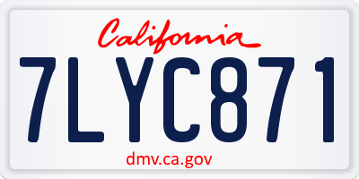 CA license plate 7LYC871