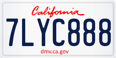 CA license plate 7LYC888