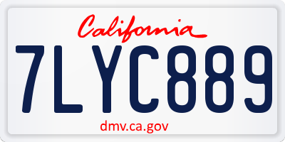 CA license plate 7LYC889