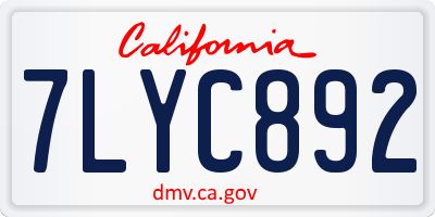 CA license plate 7LYC892